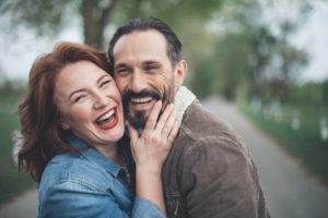 happy couple outside